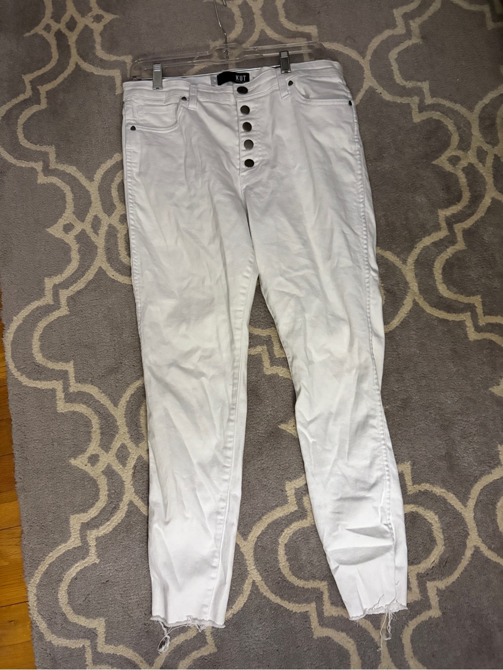 Kut from the Kloth White Skinny Button-Fly Jeans